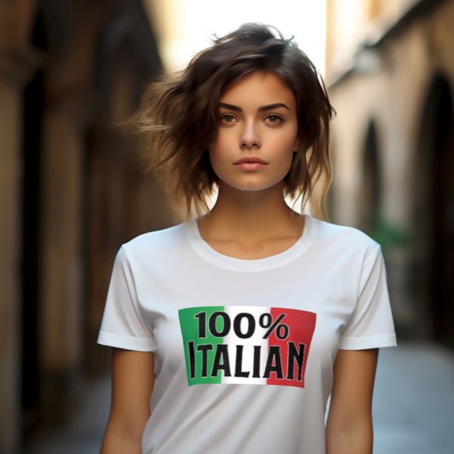 T-shirt En Tri-matière Fierté italienne à 100% (100% Italian womens White T-shirt for Italian heritage pride and festival outfit)