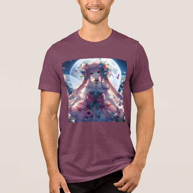 T-shirt En Tri-matière Fille Anime Fleur Lune Fée (Recto)
