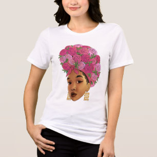 T-shirt En Tri-matière Fille Blasian Fleurs Roses dans les Cheveux T-Shir