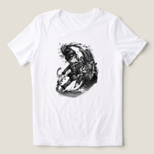 T-shirt En Tri-matière Fille d'anime sombre avec ART de chat géant