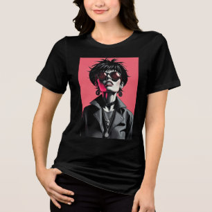 T-shirt En Tri-matière Fille gothique rock branchée - Pop Art rose