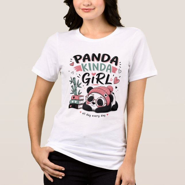 T-shirt En Tri-matière Fille Plutôt Panda Panda Mignon (Recto)