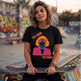 T-shirt En Tri-matière Fille Rétro Synthwave des Années 80 "Trop Cool Pou
