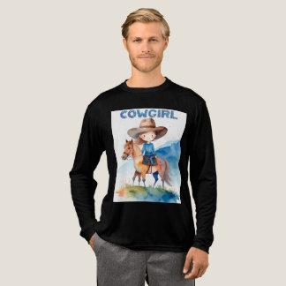 T-shirt En Tri-matière Fillette vachère mignonne chevauchant un cheval, d