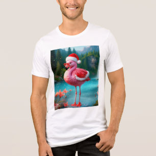 T-shirt En Tri-matière Flamant rose de Noël Comme Père Noël-47475