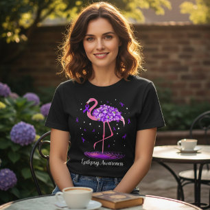 T-shirt En Tri-matière Flamingo Rose Ruban Violet de Sensibilisation