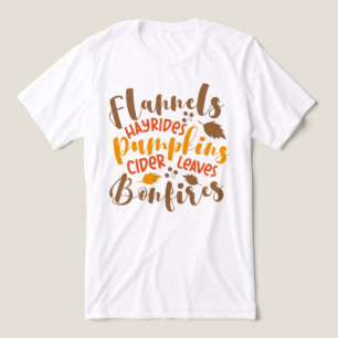 T-shirt En Tri-matière Flannels Hay Rides Citrouille cidre Feuilles Bonfi
