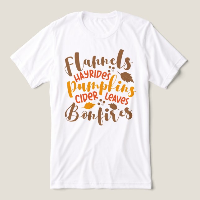 T-shirt En Tri-matière Flannels Hay Rides Citrouille cidre Feuilles Bonfi (Design Recto)