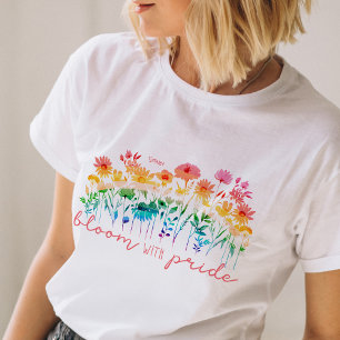 T-shirt En Tri-matière Fleur avec Fierté LGBTQ Fleurs sauvages d'aquarell