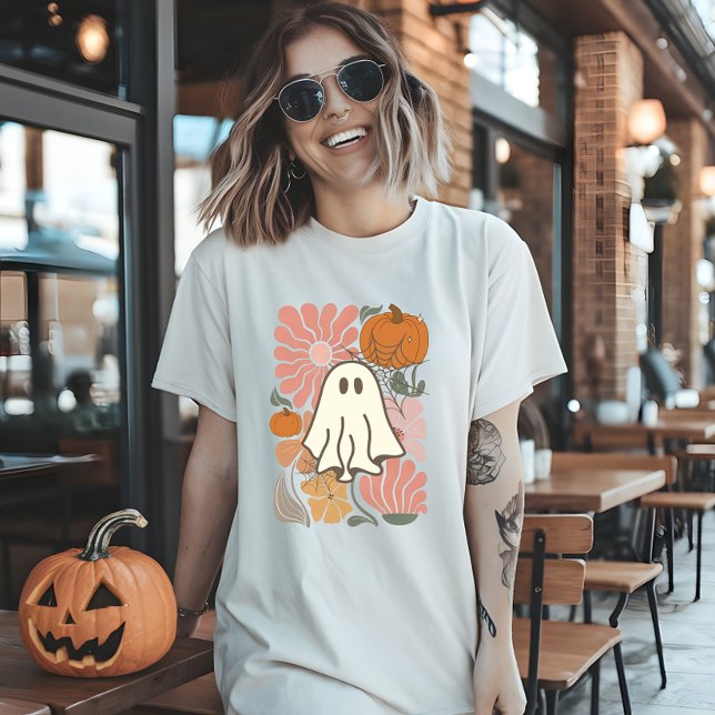 T-shirt En Tri-matière Fleur Boho Chute rose Fantôme (halloween,halloween movies,halloweentown,halloween horror nights,halloween ends,halloweentown cast)
