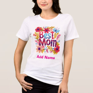 T-shirt En Tri-matière Fleur botanique moderne papillon meilleure maman v