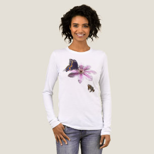T-shirt En Tri-matière Fleur de Clematis et papillon noir à queue noire