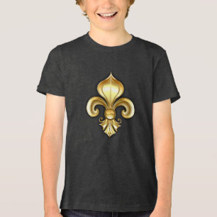 T-shirt En Tri-matière Fleur de lis dorée sur fond bleu