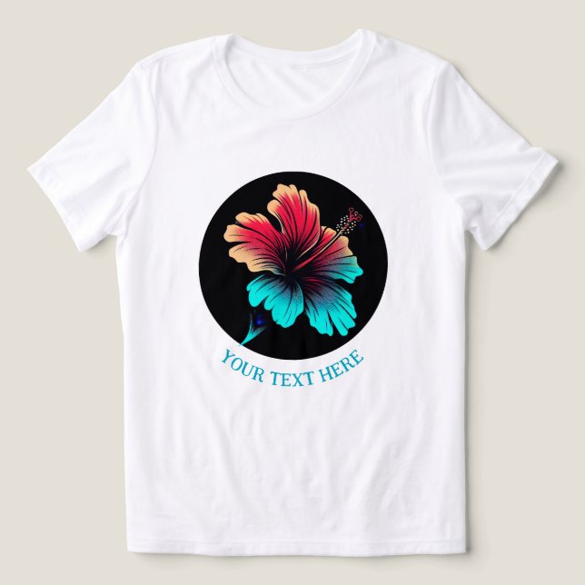 T-shirt En Tri-matière Fleur d'Hibiscus TEXTE PERSONNALISABLE (Design Recto)