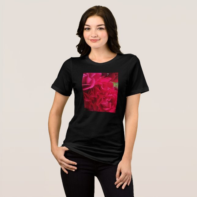 T-shirt En Tri-matière Fleur Rose féminine d'été (Recto plein)