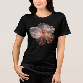 T-shirt En Tri-matière Fleur translucide élégante sur le noir