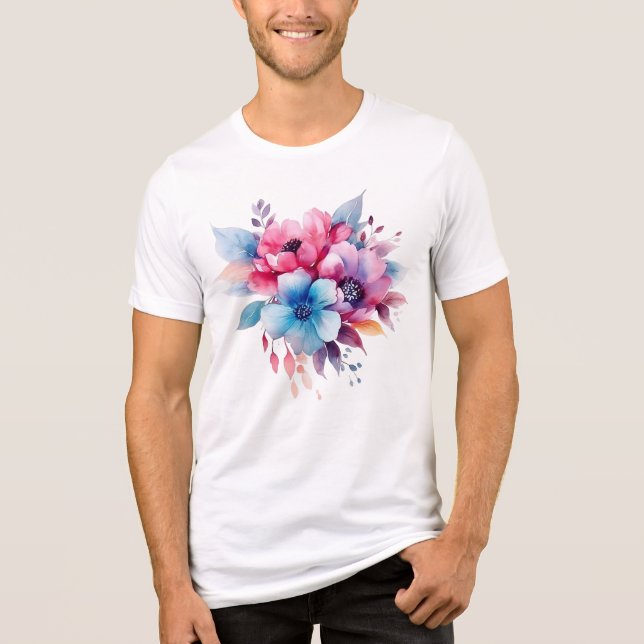 T-shirt En Tri-matière Fleurs à l'aquarelle conception florale (Recto)