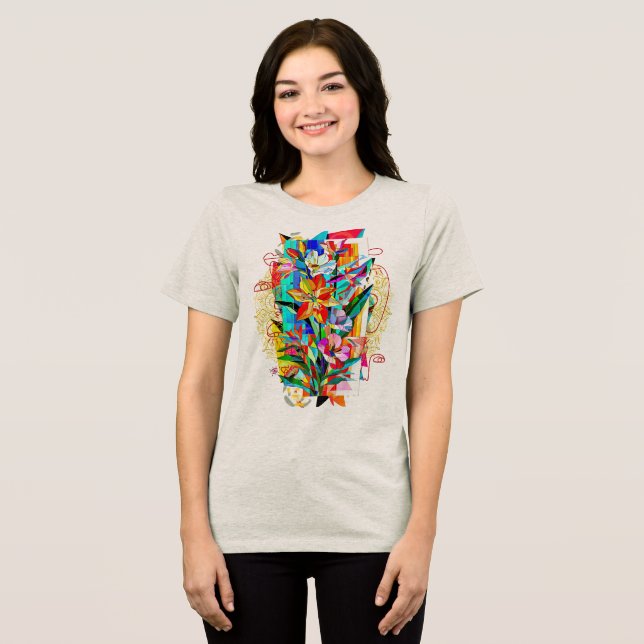 T-shirt En Tri-matière Fleurs Cubistes (Recto plein)