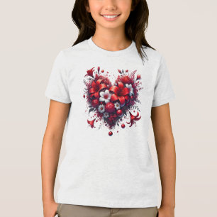 T-shirt En Tri-matière Fleurs de printemps rouges Coeur-53476