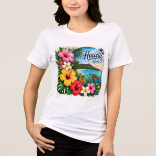 T-shirt En Tri-matière Fleurs d'Hawaii