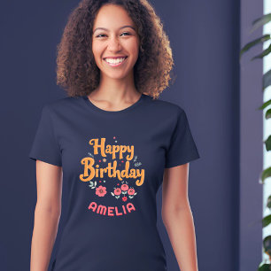 T-shirt En Tri-matière Fleurs florales Bonne manipulation d'anniversaire