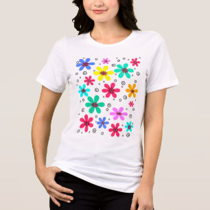 T-shirt En Tri-matière Fleurs multicolores marguerites somm arrière - pla
