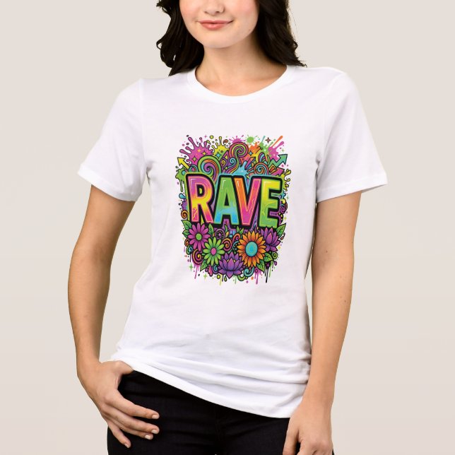 T-shirt En Tri-matière Fleurs Néon RAVE (Recto)