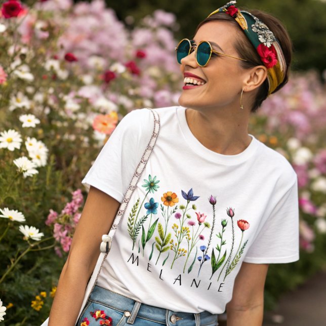 T-SHIRT  EN TRI-MATIÈRE FLEURS SAUVAGES PRESSÉES (Créateur téléchargé)