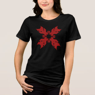 T-shirt En Tri-matière Flocon de neige Abstrait rouge floral contemporain