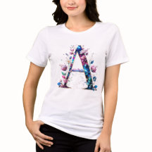 Floral Elégant Un T-shirt initial pour elle