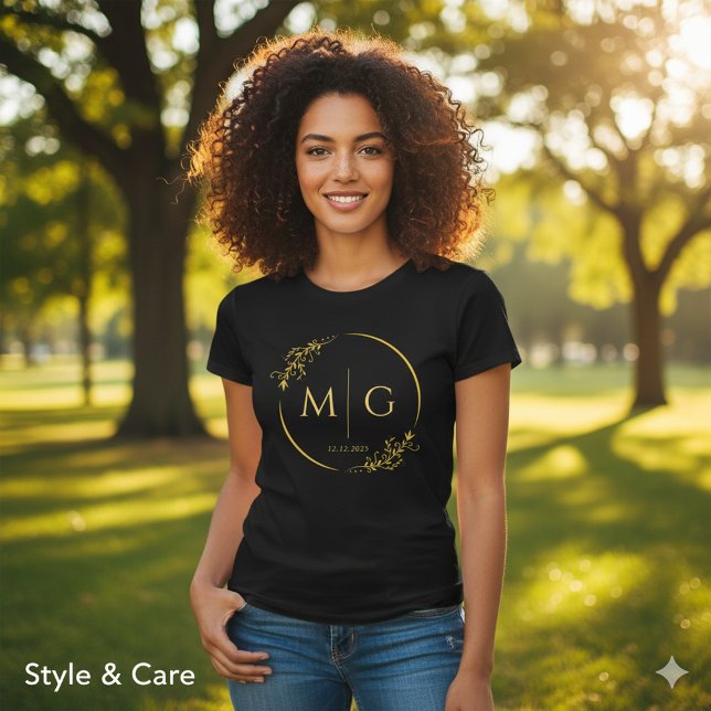 T-shirt En Tri-matière Floral Frame Monogram Date Custom (Floral Frame Monogram Date Custom Tri-Blend Shirt)