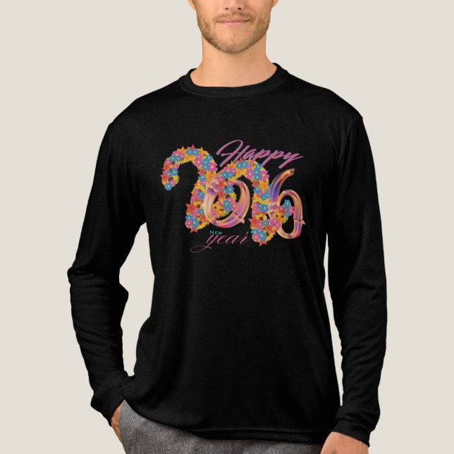T-shirt En Tri-matière Floral Happy New Year 2026 (Recto)