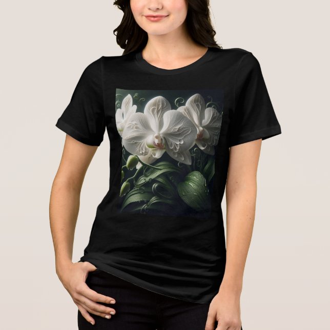T-shirt En Tri-matière Floral Orchidée blanche (Recto)