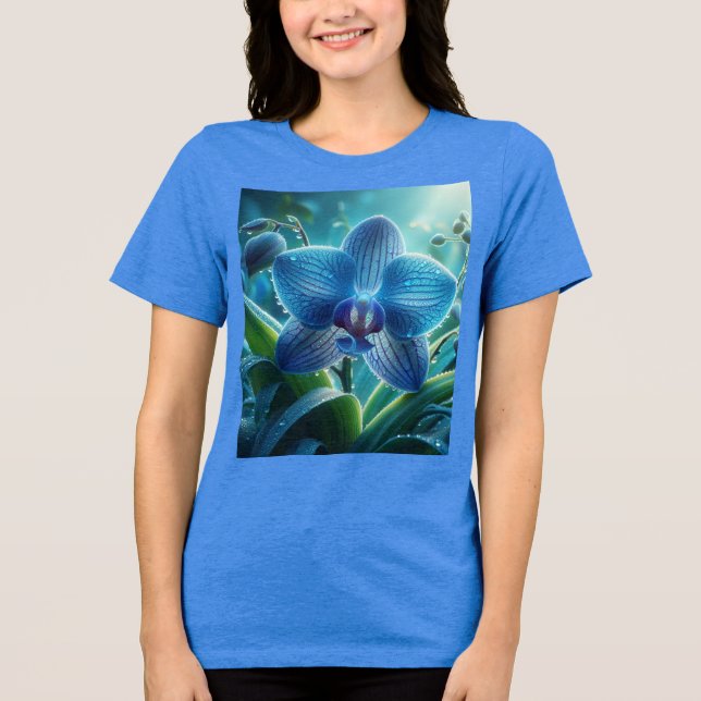 T-shirt En Tri-matière Floral orchidée bleue (Recto)