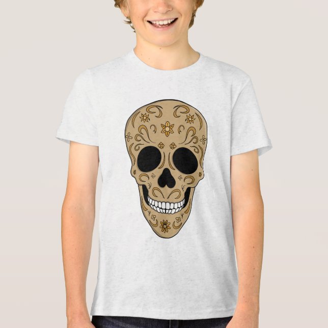 T-shirt En Tri-matière Floral Sugar Skull Dia de los Muertos (Recto)