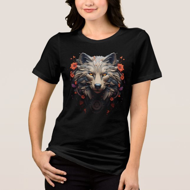 T-shirt En Tri-matière Floral Wolf Face (Recto)