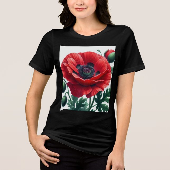 T-shirt En Tri-matière Flore de pavot rouge (Recto)