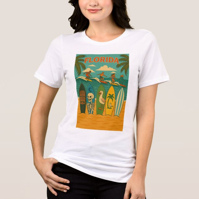 T-shirt En Tri-matière Floride Sand et Surf boards Design (Recto)
