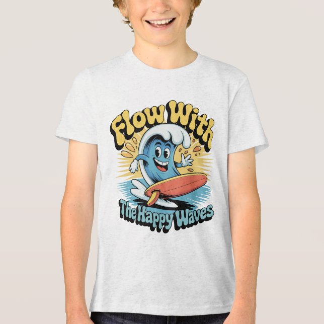 T-shirt En Tri-matière Flow With The Happy Waves Kids Surf Shirt (Recto)