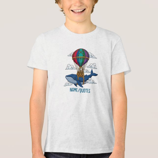 T-shirt En Tri-matière Flying Blue Whale with Hot Air Balloon (Recto)