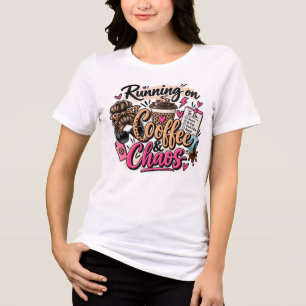 T-shirt En Tri-matière Fonctionne au Café & Chaos Nœud Papillon Imprimé L