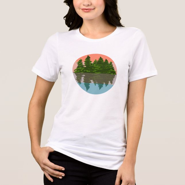 T-shirt En Tri-matière Forêt Coucher Nature Pins Arbres (Recto)