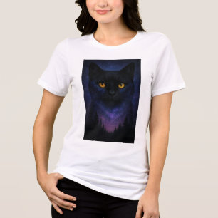 T-shirt En Tri-matière Forêt nocturne Mystic Black Cat Starry