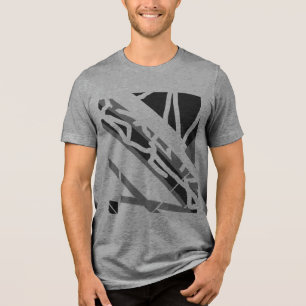 T-shirt En Tri-matière Formes de diagonale gris noir Abstrait Art MCM Loo
