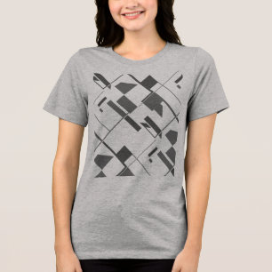 T-shirt En Tri-matière Formes Gris Charbon Crisscross Art Abstrait Imprim