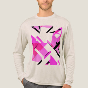 T-shirt En Tri-matière Formes noires rose magenta Abstraites inspirées du