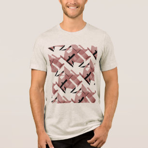 T-shirt En Tri-matière Formes noires roses bordeaux Grandes tuiles Abstra