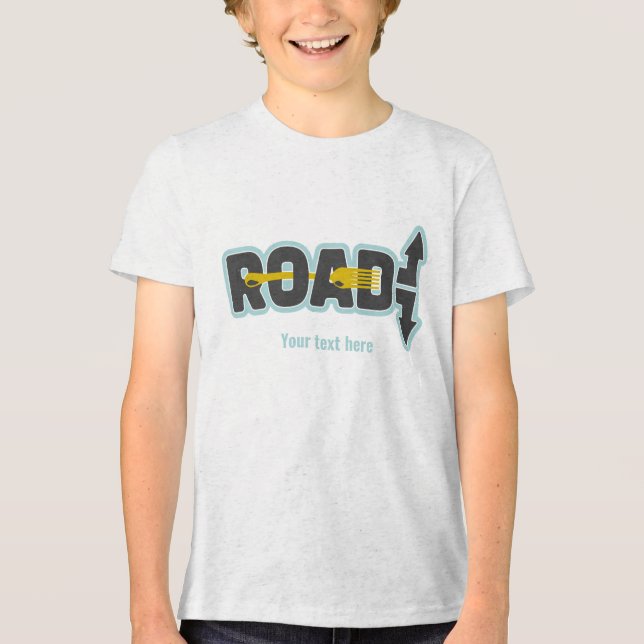 T-shirt En Tri-matière Fourche dans la route art texte typographique (Recto)