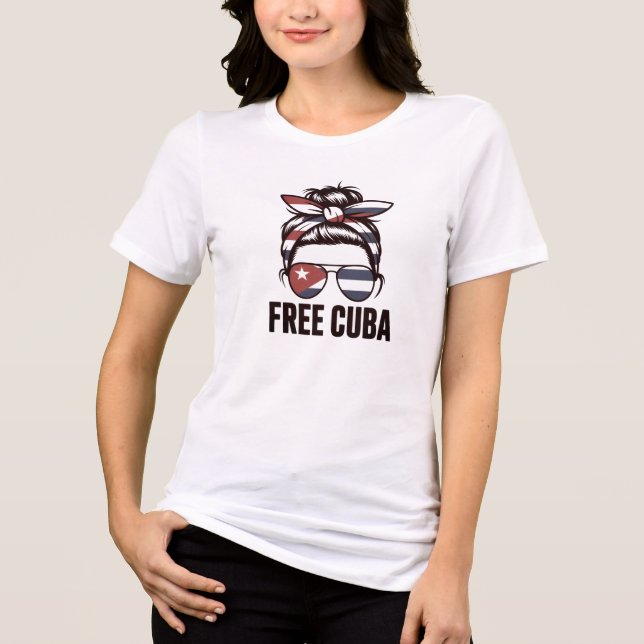 T-shirt En Tri-matière Free Cuba – Cuban Freedom Protest Woman  (Recto)