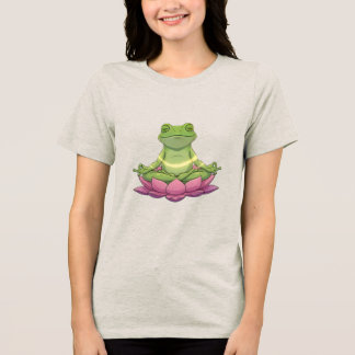 T-shirt En Tri-matière Frog Meditating On Flower Cute Funny Womens